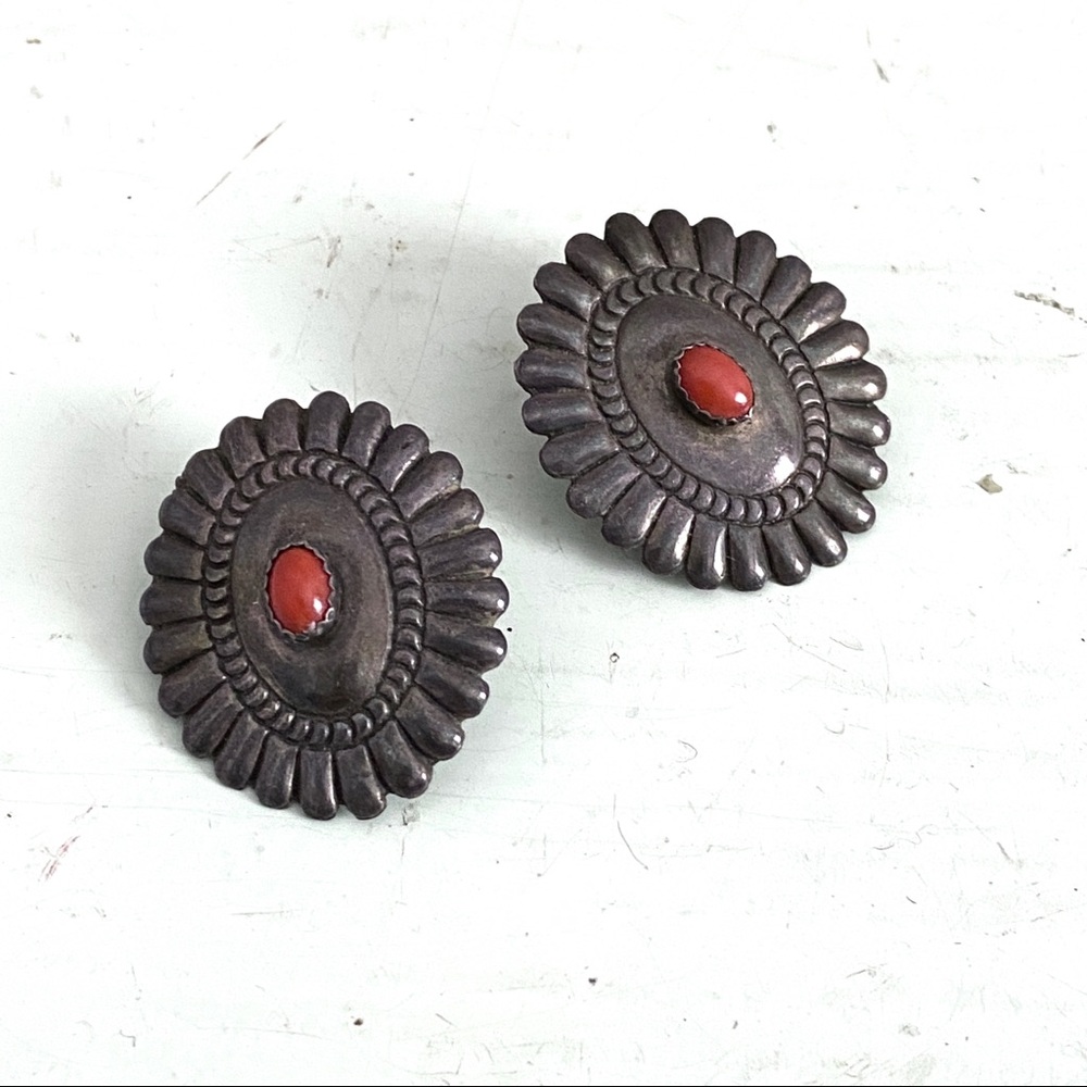 Sterling Navajo Statement Blossom Earrings